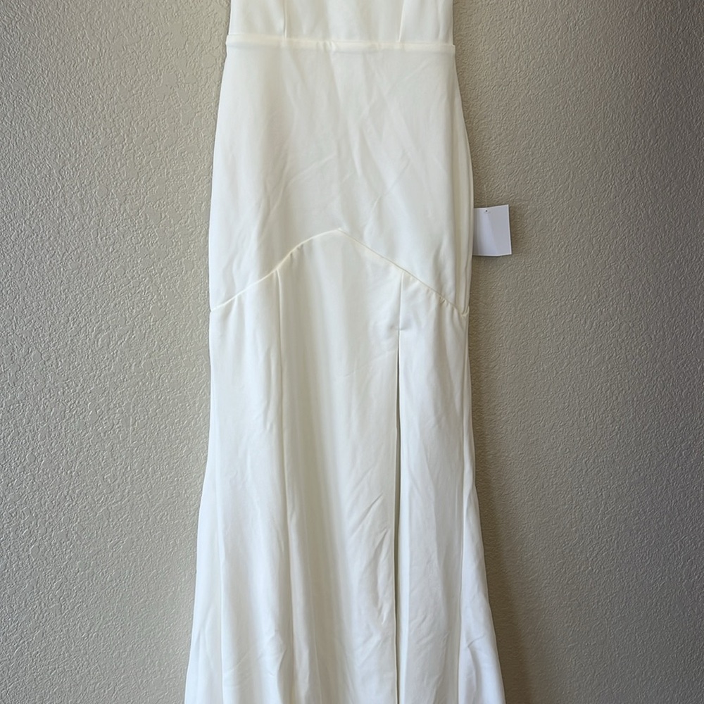 Lulus wedding sleeveless mermaid style square neck white dress size XS NWT - Picture 5 of 12